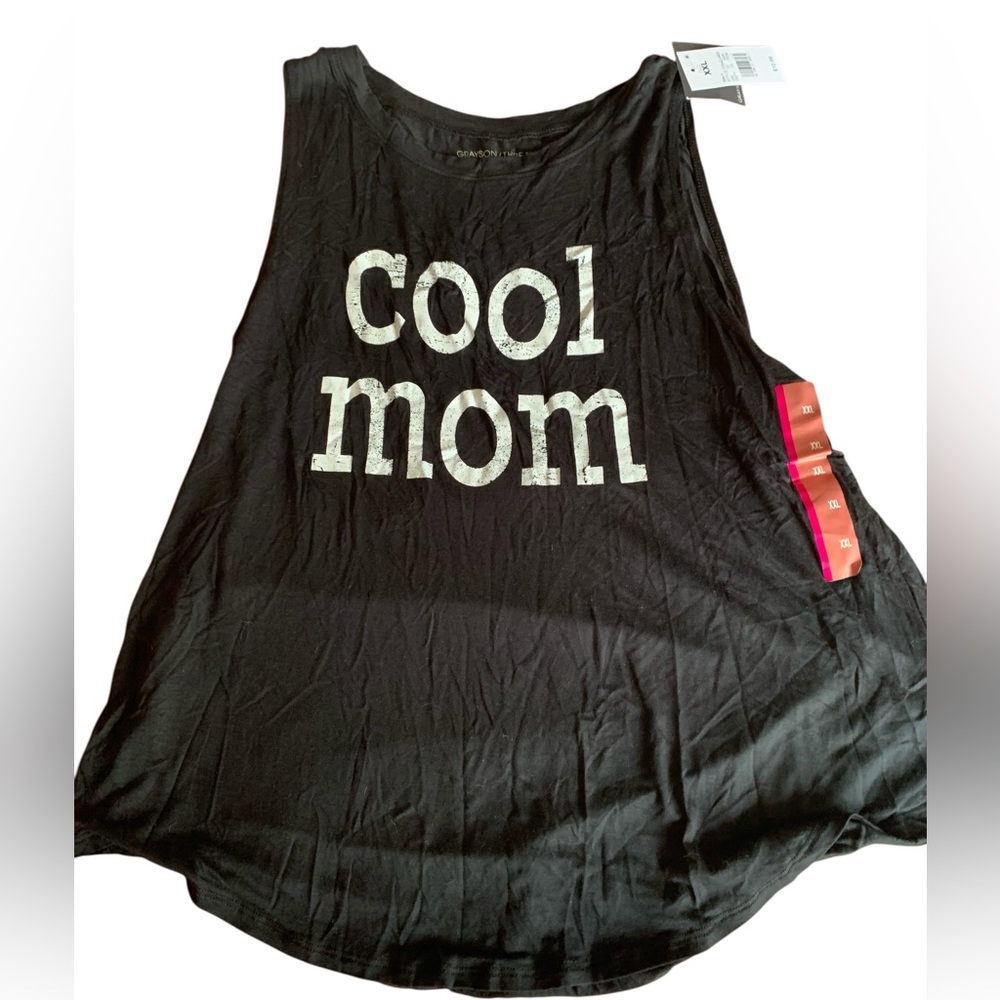 NWT GRAYSON THREADS Black 'Cool Mom' Tank Top Woman’s Plus Size XXL Soft & Cute!